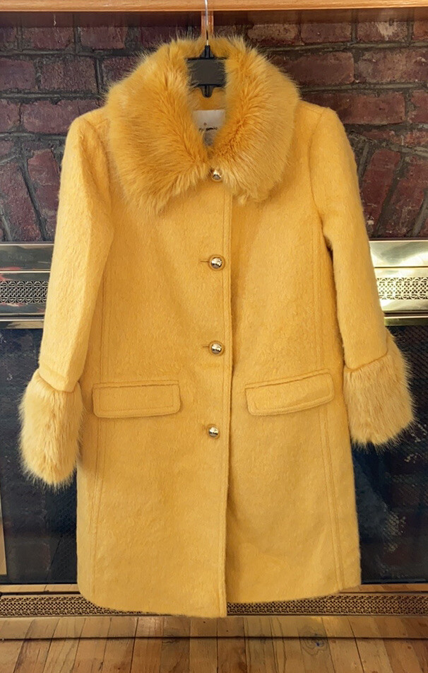 $798 New Kate Spade Yellow Fluffy Wool 