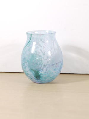 Caithness handgefertigte aquablaue Wirbelglas Posy Vase 9 cm hoch schottisch sehr guter Zustand