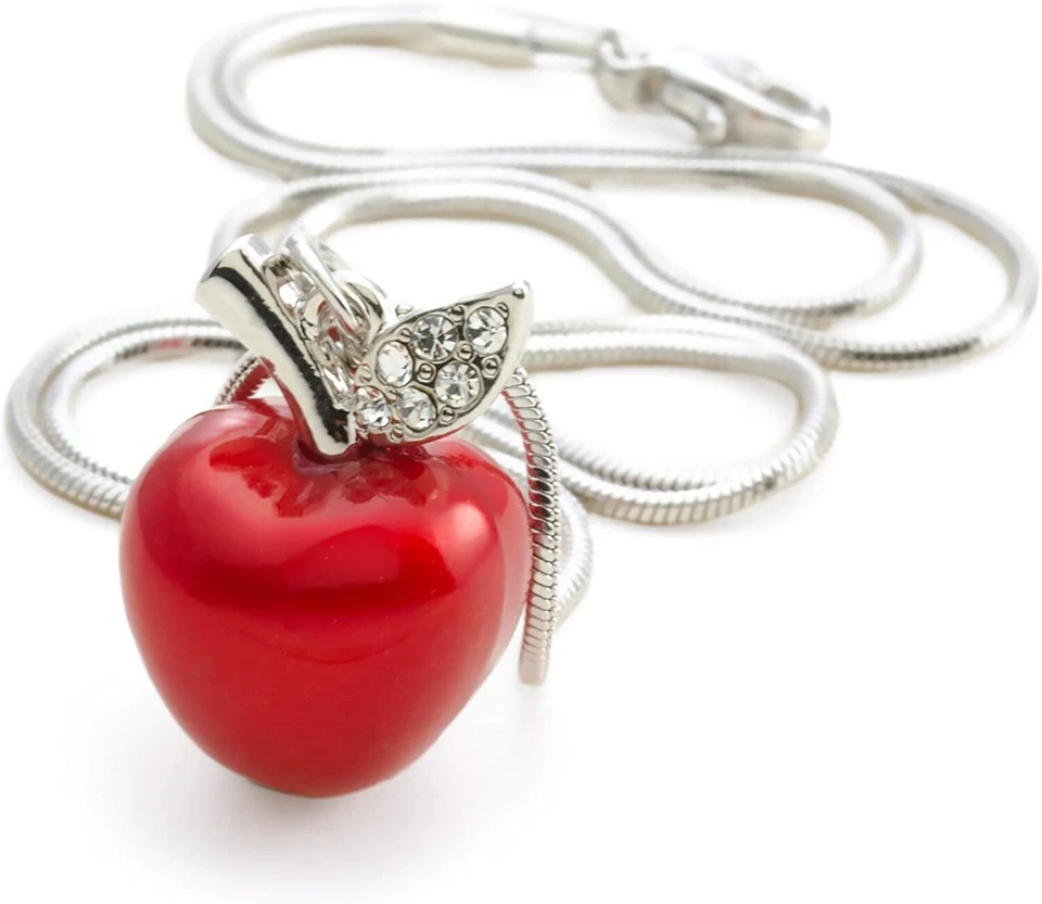 Collar Dije Collar Colgante Epoxi y Cristal Manzana Enchapado en Oro Blanco Foto 2 de 4