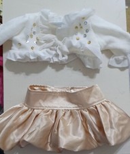 Build A Bear Workshop Sweater W/ Bling  Gold Bubble Skirt Outfit Vintage