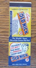 OLD NICK CANDY BAR MATCHBOOK MATCHCOVER: SCHUTTER CANDY CHICAGO, ILLINOIS -C9