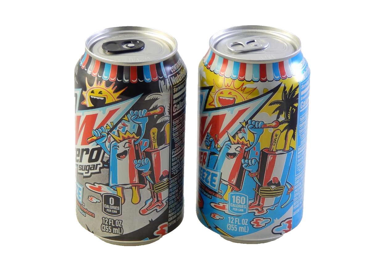 tomo.51 Mountain Dew Summer Freeze & Zero Sugar Full 12 Oz Can New MTN
