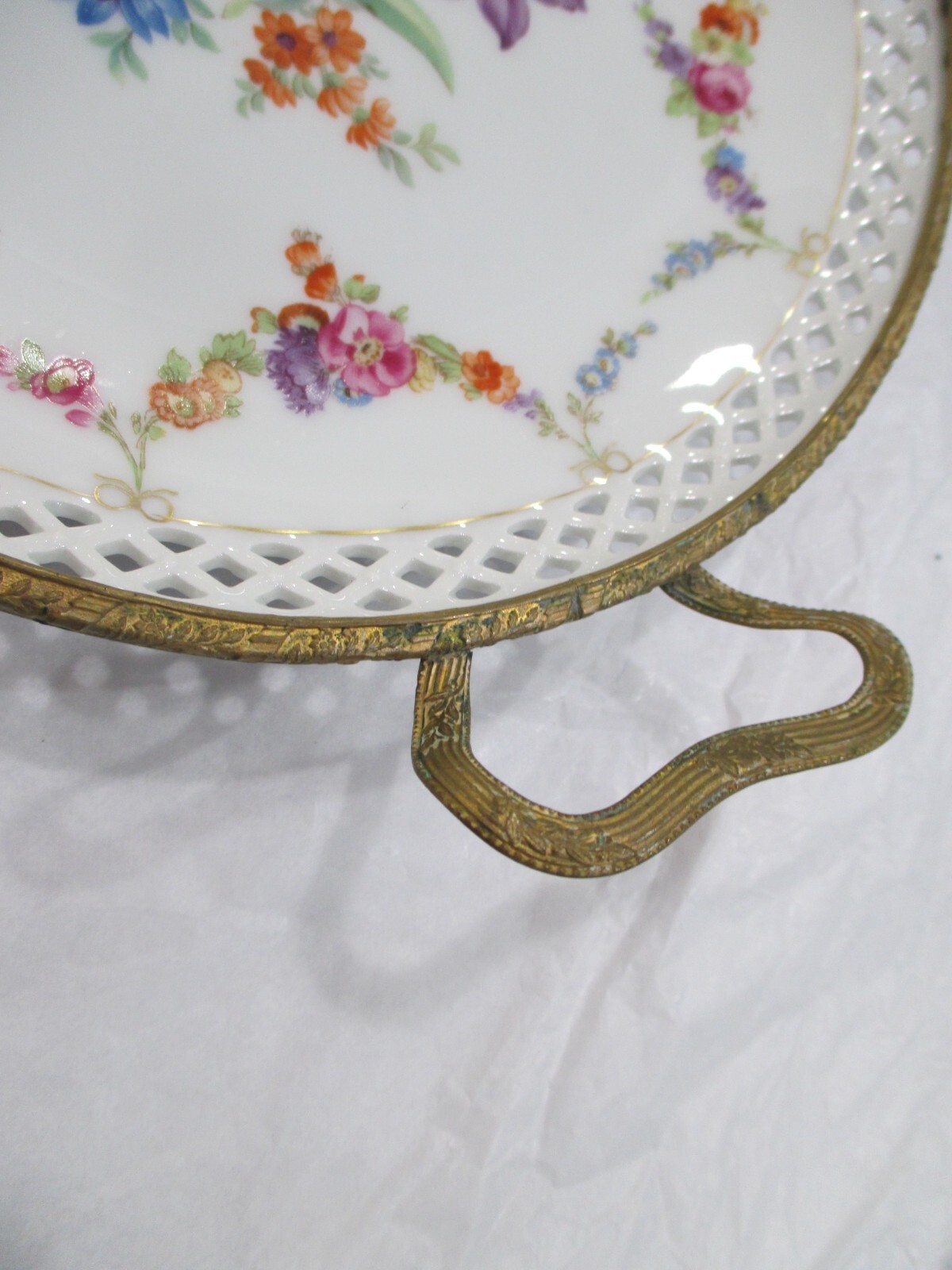 VINTAGE PORCELAIN SERVING DISH W/ BRASS RIM GERMANY eBay