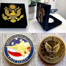 U S AIR FORCE F-15 STRIKE EAGLE Challenge Coin with special velvet case.
