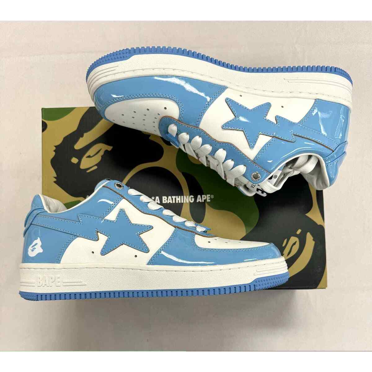 Size 9.5- Bathing Ape Bape Bapesta Patent Blue Leather Size 9.5- Bathing Ape Bape Bapesta Patent Blue Leather