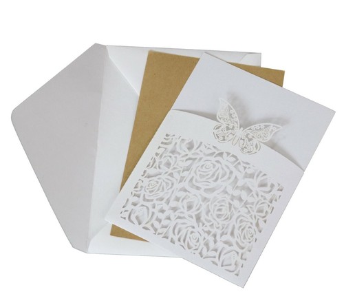 Laser Cut Rose Butterfly Wedding Invitation Card Hotel Business Greeting Cards - Picture 11 of 24