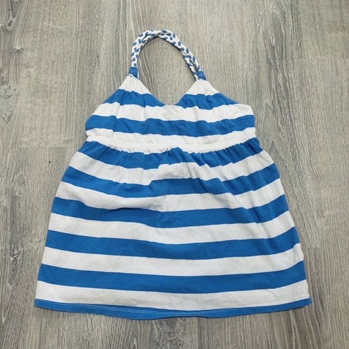 Old Navy Girl Top Sz L 10 / 12 Blue White Stripe Halter Top Summer Everyday - Picture 6 of 12