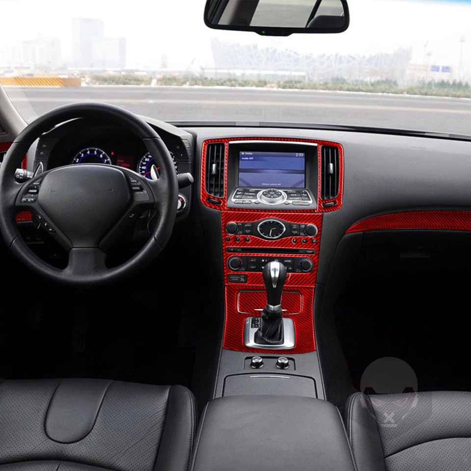 For Infiniti G25/35/37 2010-2013 Q40/60 Red Carbon Fiber Interior Trim 26 Pcs - Изображение 2 из 4