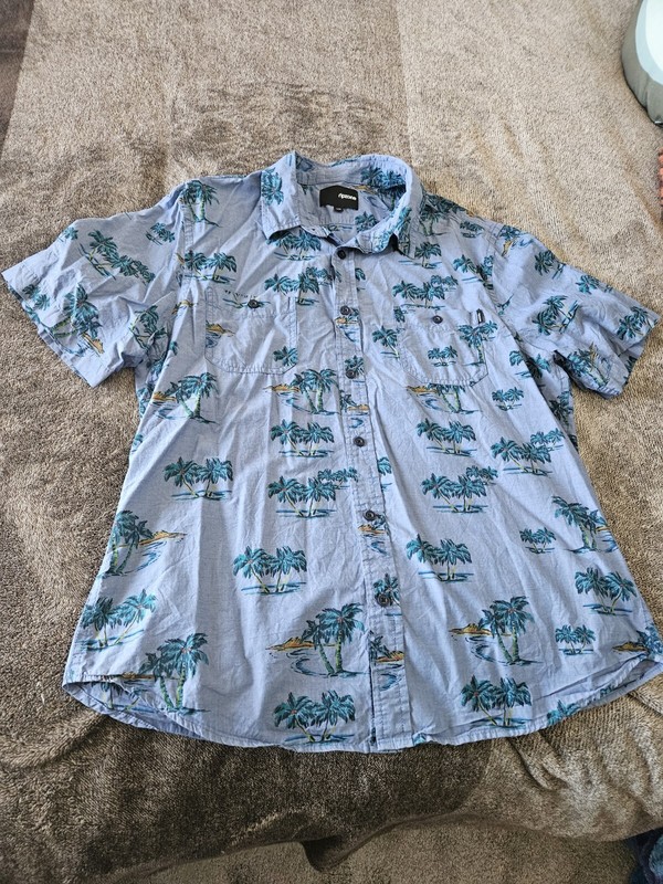 Ripzone Mens Button Up Short Sleeve PALM TREES size Large