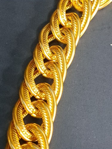 Collana vintage tono oro Anne Klein circolare multi maglia grossa audace collare - Foto 2 di 6