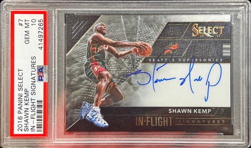 2016-17 Select Shawn Kemp In Flight Signatures On Card Auto /99 PSA 10 SP
