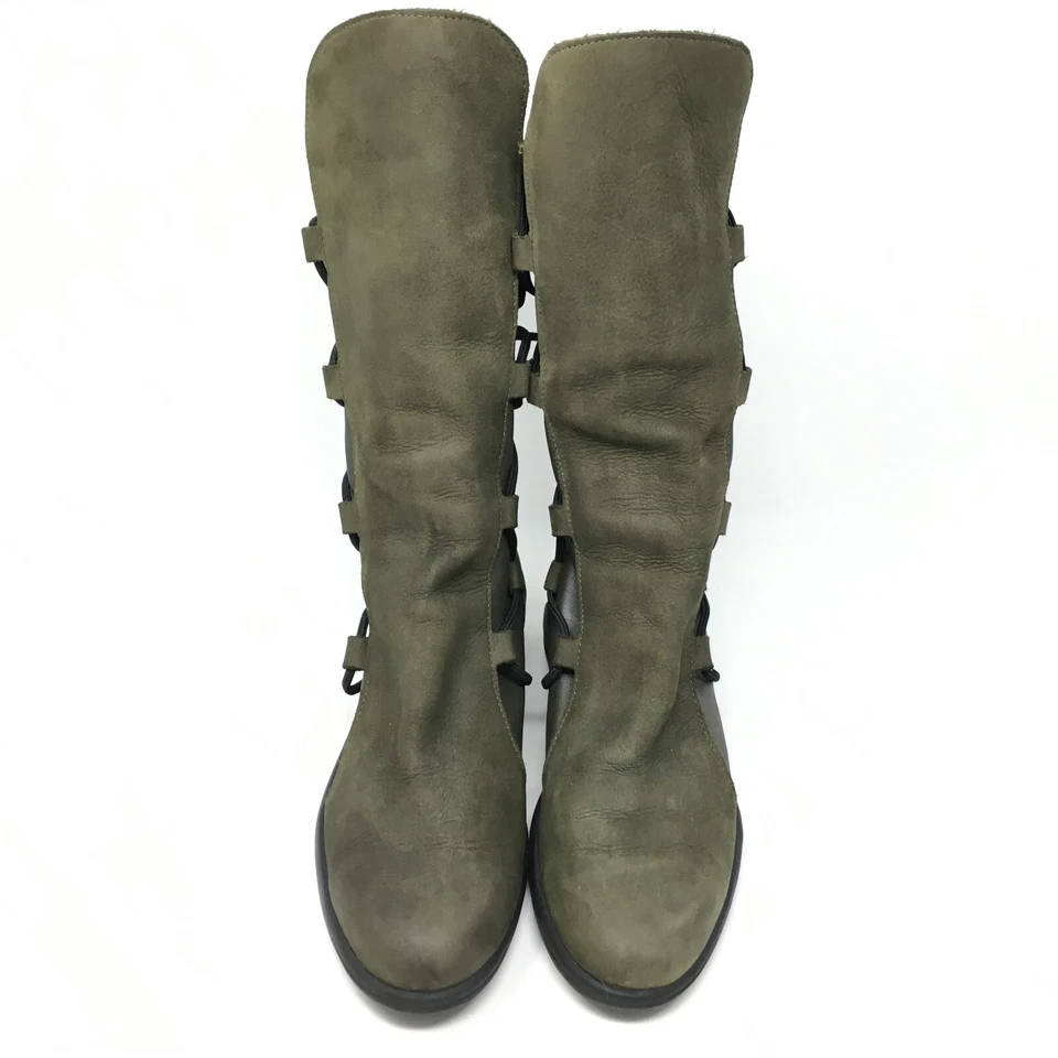 Arche 法国骑行靴女式 6.5 码美国 4.5 英国绿色皮革拉鞋 — 第 4/4 张图片