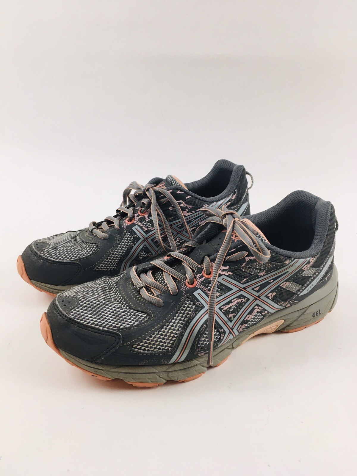 Asics Running Shoes Women's Size 9.5 Gray Coral Gel-Venture 6 T7G7N Heel Loop-image