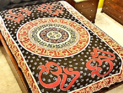 72'' x 108'' Wall Hanging Tapestry Cotton Bed throw - Om Chakra Design - FREE SHIP