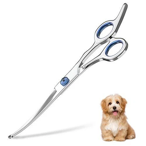 Curved grooming top shears for dogs