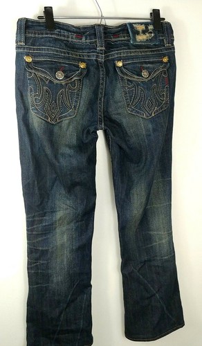 MEK Dublin Bootcut Jeans womens 29 x 29 Stretch Denim distress whisker ~ altered - Picture 8 of 12
