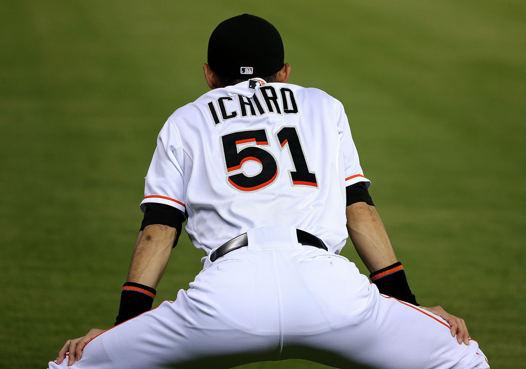 MAJESTIC AUTHENTIC SIZE 52 2XL, MIAMI MARLINS, ICHIRO SUZUKI, COOL