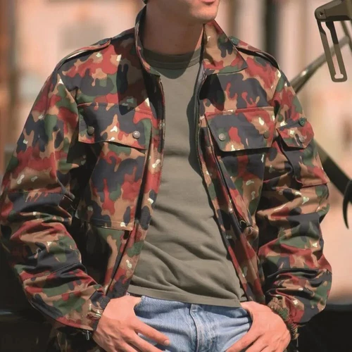 Genuine Swiss Camo M83 Field Jacket - Military Surplus Poly-cotton, Cool Camo LG - product listing photo