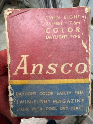 Vintage Ansco Twin-Eight Color Movie Film Box 25 Ft 7.6m Magazine Daylight Type - product listing photo