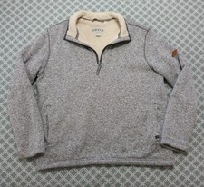 Orvis Sherpa Lined 1/4 Quarter Zip Gray Pullover Fleece Sweater Men's XL