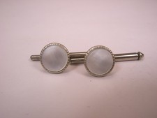 SINGLES 2 5/16" White MOP Round Vintage Formal Tux Prom Groom Shirt Stud a248