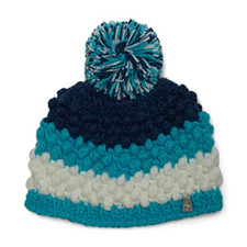 Spyder Brrr Berry Beanie Girls One Size Bahama Blue Crochet Knit Pom Pom JZZ105