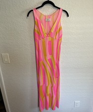 Vintage Vera for Formfit Rogers Maxi Slip Dress Sz Small 8-10 Pucci Print Pink