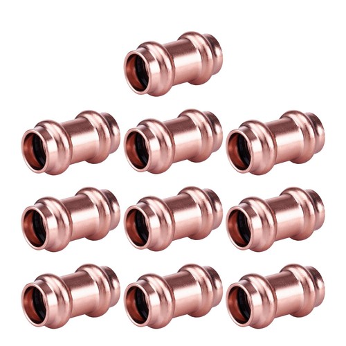 10 PCS 1/2 Inch Copper Press Fittings Coupling With Stop Connector Adapter