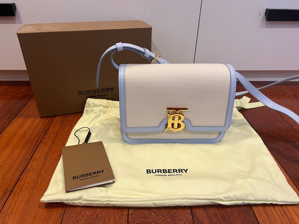 Authentic Burberry Canvas And Leather Tb Bag
