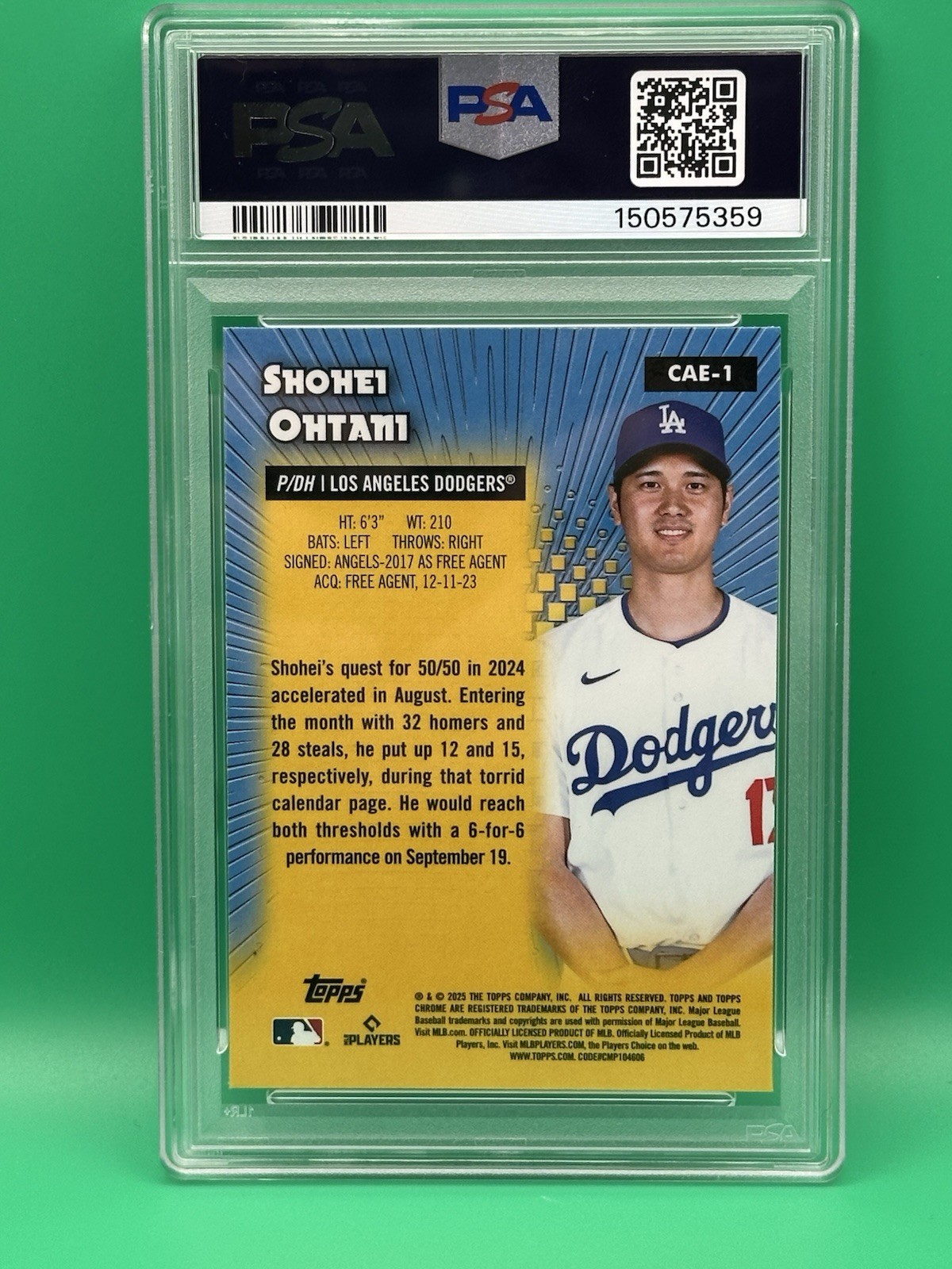 2025 Topps Chrome Shohei Ohtani #CAE1 All Etch PSA 10 🔥 view 2