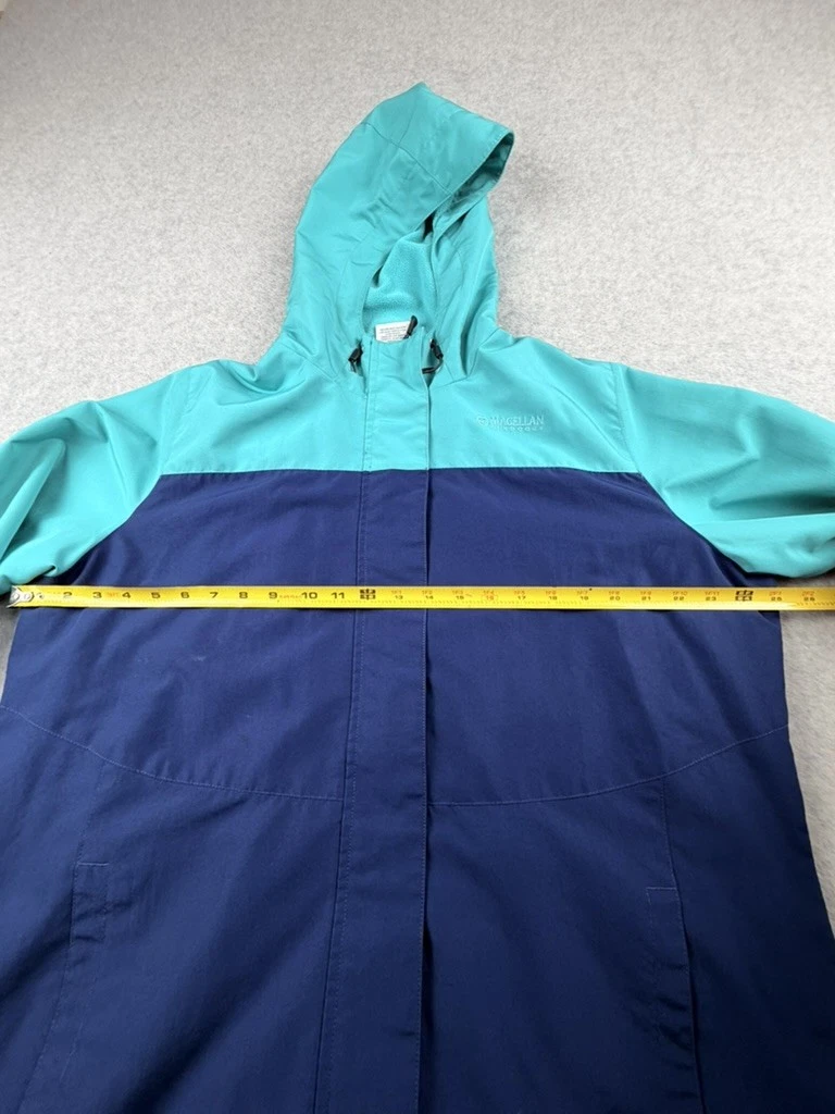 Magellan Outdoors Rain Jacket XL Navy Blue Aqua Hooded Full Zip Fleece Lined image 3