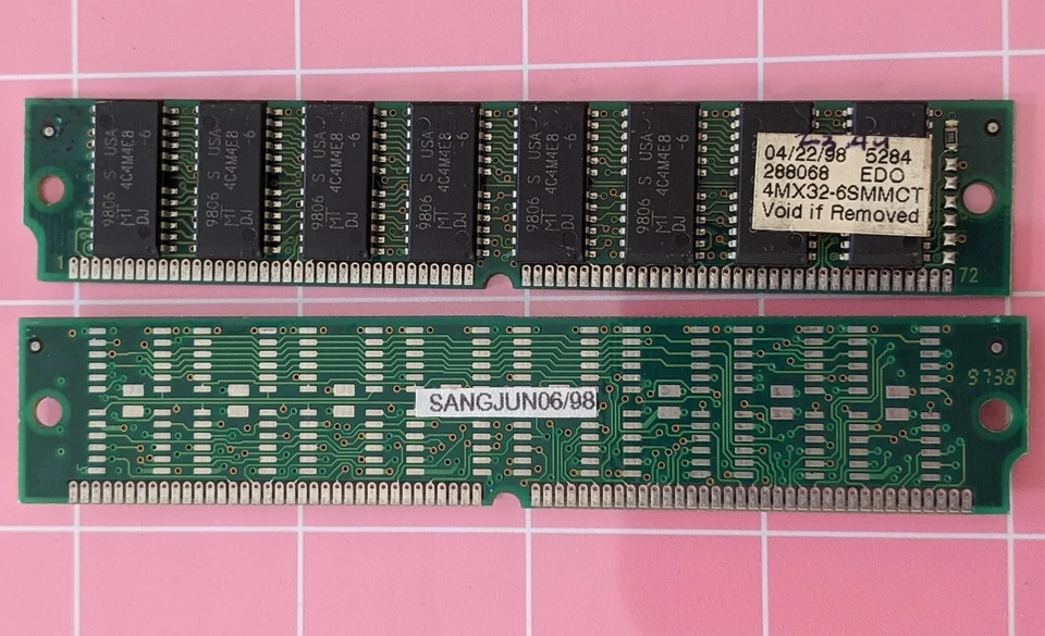 32MB 2x16MB EDO 60ns MICRON 4Mx32-6SMMCT 5.0V 72-pin Simm Ram Memory Kit DRAM - Image 3 of 4