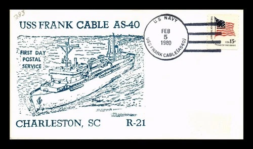 US COVER USS FRANK CABLE AS-40 NAVAL CANCEL FIRST DAY POSTAL SERVICE