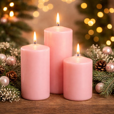 Pillar Candles Table Wedding Décor Event Church Long Burn Time Pink 60x115mm