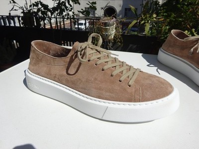 POLLINI Premium Herr XL-Extralight Schuhe Sneaker Leder Beige Italy Gr.45 Neuw