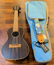 Kala KA-EBY-C Concert Ukulele, Satin/Striped Ebony With Strap Case