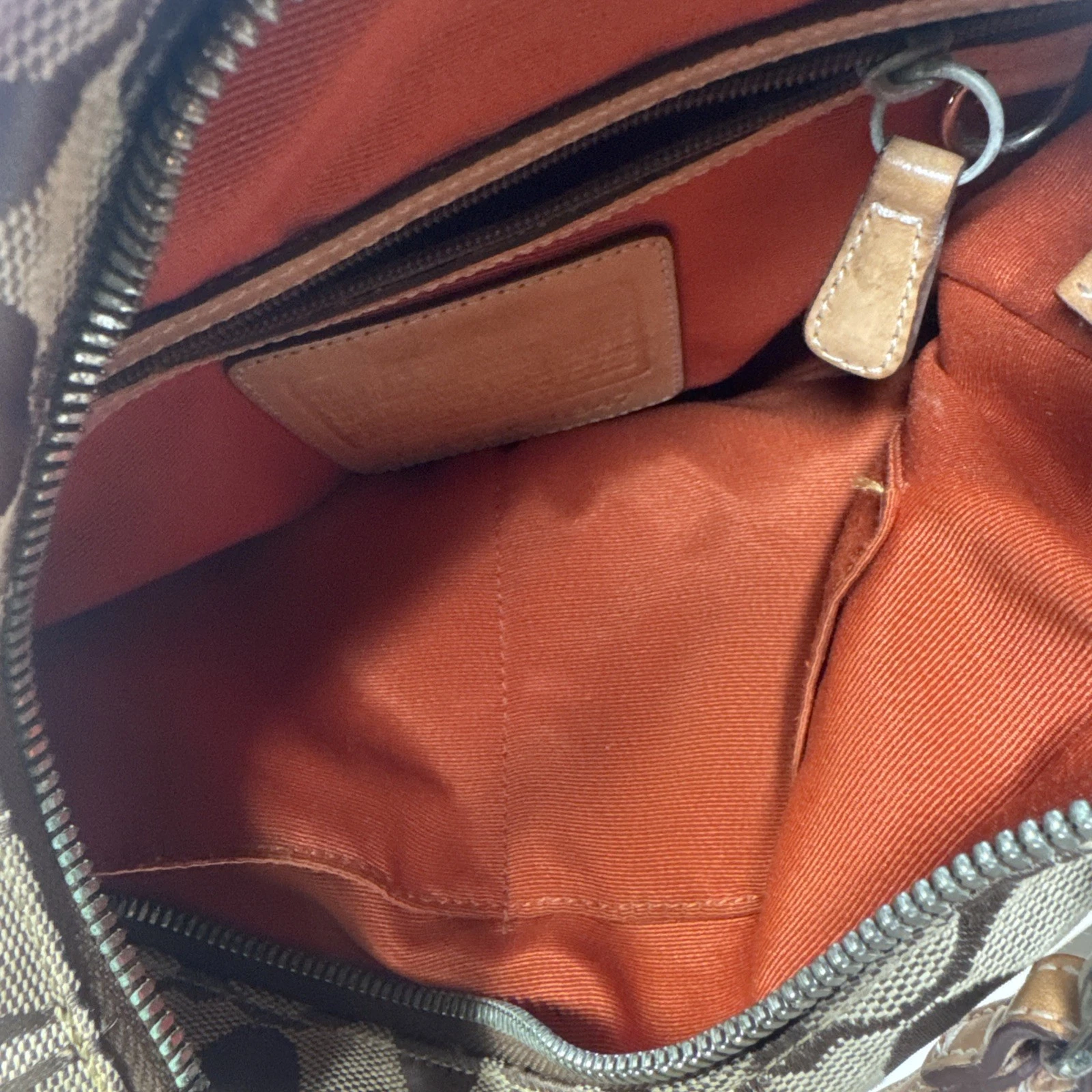 Borsa Coach Vintage Borsetta Monogram Tela Pelle Marrone Preloved Condizioni Y2K