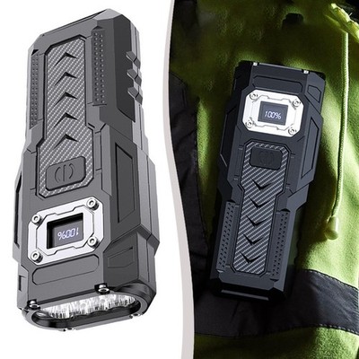 COB LED Taschenlampe mit USB Powerbank Funktion und Helligkeitsanzeige