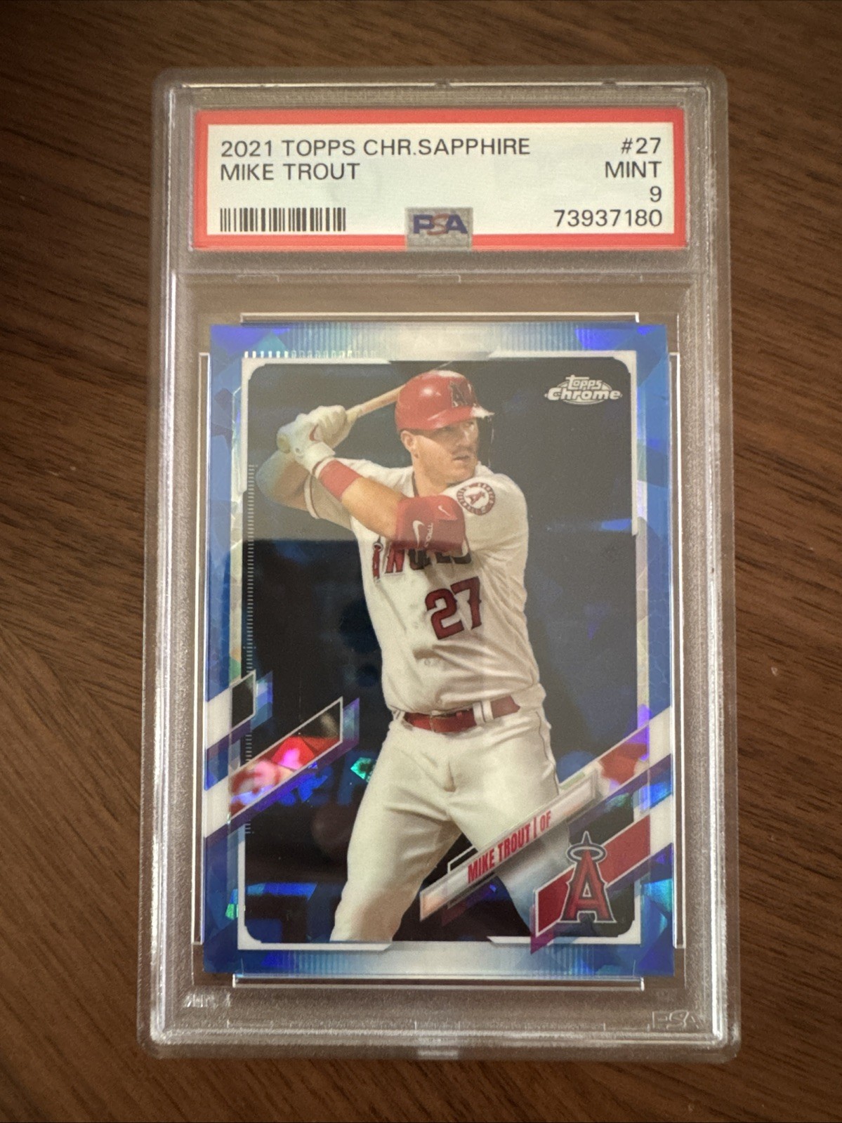 2021 Topps Chrome Sapphire #27 Mike Trout Angels PSA 9 Mint