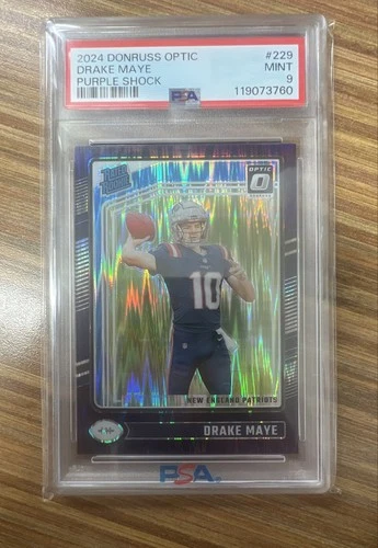 2024 Panini Donruss Optic - Rated Rookie Drake Maye #229 Purple Shock Prizm (RC)