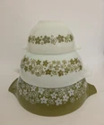 PYREX Crazy DaisySpring Blossom Cinderella Mixing Bowl Set 441, 443,  444 Green