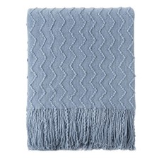 Throw Blanket for Couch Bluish Grey 50x60 Inch Textured Knit Soft Home Decor