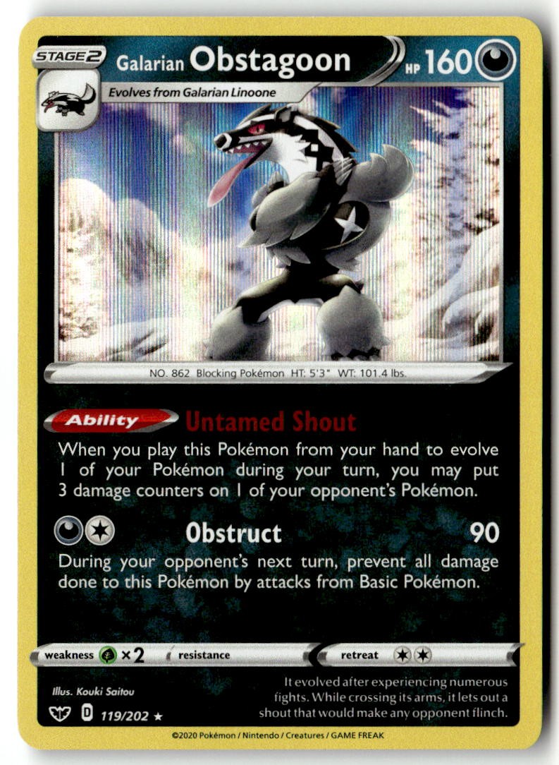 Galarian Obstagoon 119/202 Holo Rare SWSH01: Sword & Shield Base Set Pokemon ...
