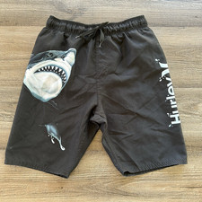 Hurley Swim Trunks Boys Med. 10-12 Years Elastic Waist Back Pocket Sharks