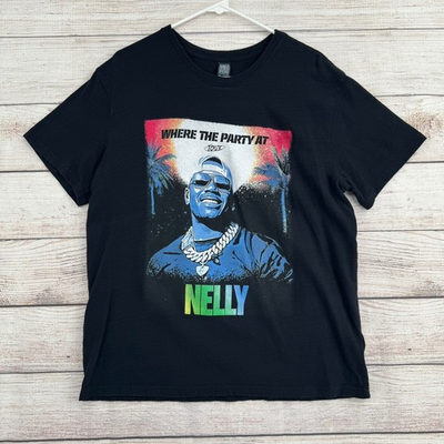 #ad Everywhere Nelly Tour T Shirt Mens Medium Black Where The Party At Ja Rule Eve $29.47