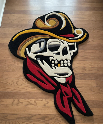 #ad #ad Hand Tufted Wool Skull Rug Cowboy Skeleton Tattoo Gothic Western Area Rug $172.00