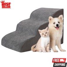 NEW 3-Step Dog Stairs for Small Dogs and Cats, Pet Ramp for Bed Couch