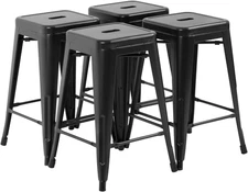 FDW Metal Bar Stools Set of 4 Counter Height Bar Stools 24 Inches Industrial Bar