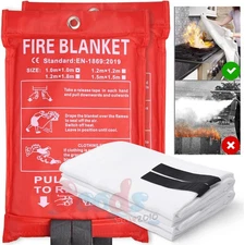 LARGE FIRE BLANKET 1/2PCS, 59''x59'' Fiberglass Retardant Prepared Emergency