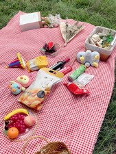 Rde Picnic Outdoor Blanket, Foldable Blankets Gingham Picnic Mat tablecloth